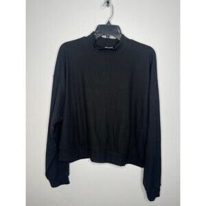 New Abound Turtleneck Sweater Black Ribbed Pullover Long Sleeve Sz L